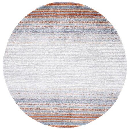 Safavieh 7 x 7 ft. Berber Shag Contemporary Power Loomed Round Rug; Blue Rust & Ivory BER571A-7R